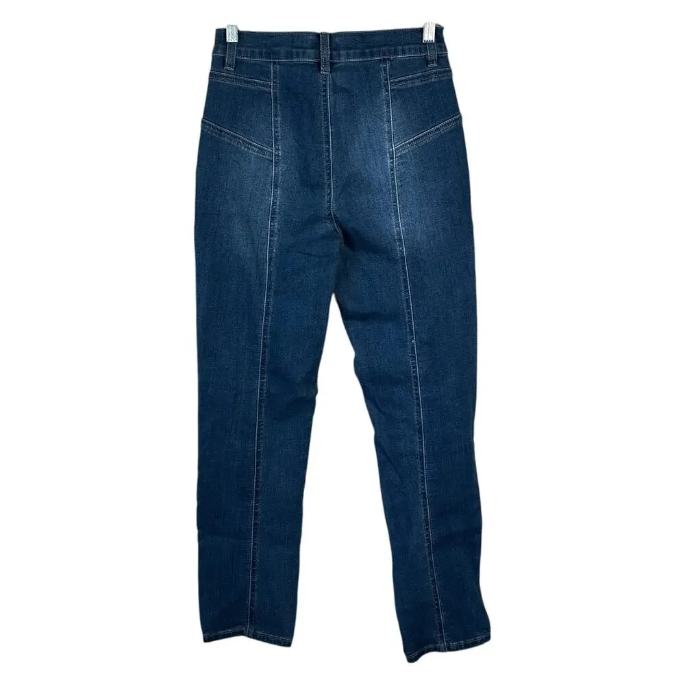 CAMILA COELHO Front Seamed Jeans Tapered Skinny Size 2 Patch Pockets